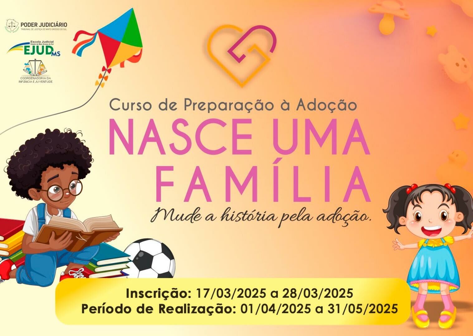Imagem de compartilhamento para o artigo TJMS abre inscrições para curso de preparação à adoção em MS da MS Todo dia
